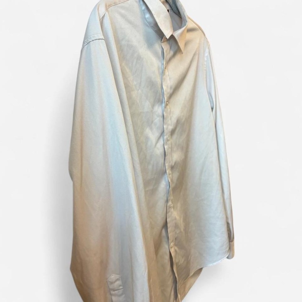 Flex mens luxury collection‎ White Button Down Silk-feel Sz M Designed in Italy
